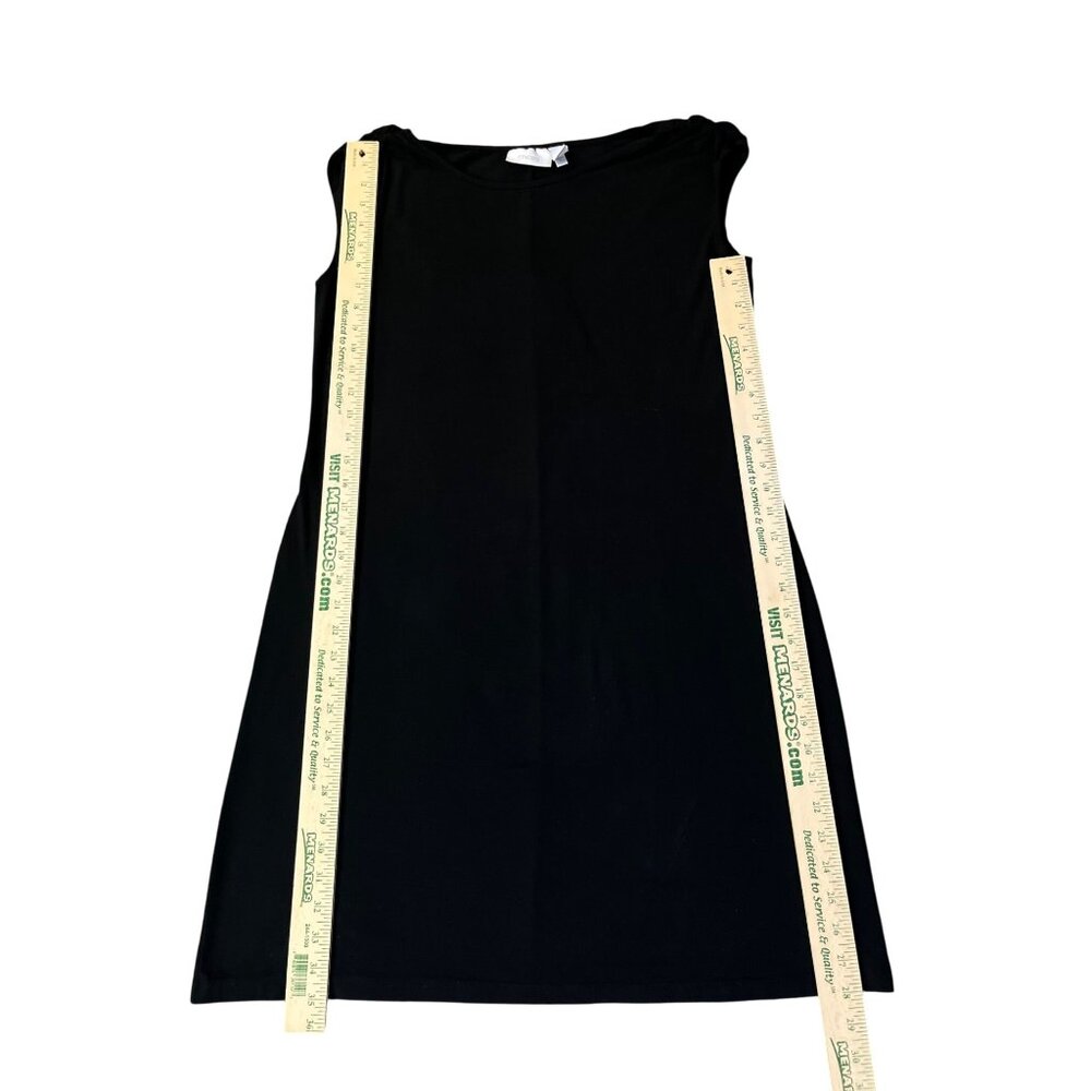Chico’s Black Sleeveless Dress Women’s Size 1 (M/8) Ruched Shoulders Rayon Blend - Picture 10 of 13